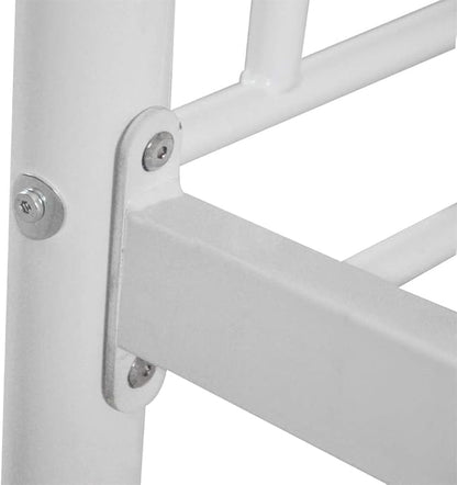 Karl Home White Bunk Bed Twin Over Twin, Metal Bunk Bed with Built-in Ladder and Safety Guardrail, Space-Saving Bunk Beds for Kids, Teens & Adults, No Box Spring