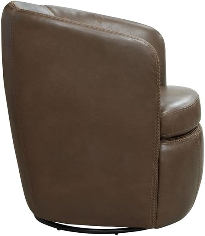 Pemberly Row Vintage Brown All Italian Leather Swivel Club Chair