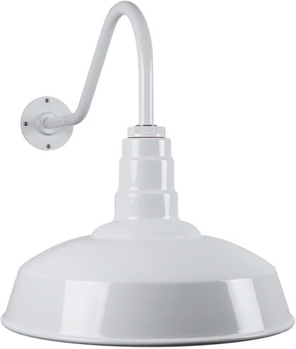 Steel Lighting Co. Gardena Barn Light | Outdoor Wall Mounted | 16" Dome | 23" Gooseneck | Farmhouse Light Made in America | White Exterior/White Interior