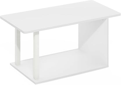 Furinno Basic Coffee Table, 2-Tier Modern Coffee Table with Open Shelf, Easy Assembly Side Table, for Living Room, Bedroom, Home Office, White