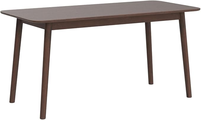 Livinia Aslan 59" Malaysian Oak Rectangular Wooden Dining Table/Large Solid Wood Kitchen Desk (Walnut)