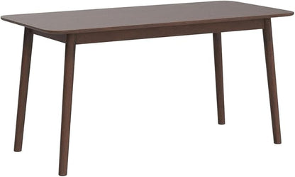Livinia Aslan 59" Malaysian Oak Rectangular Wooden Dining Table/Large Solid Wood Kitchen Desk (Walnut)