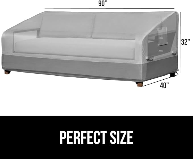 GORILLA GRIP Waterproof Large Outdoor Patio Sofa Cover, 90 Inch, Adjustable Furniture Covers Sets for Winter, Keep Cushions Dry, Protects from Sun, Snow, Rain, Windproof, UV Coated, 1 Pack