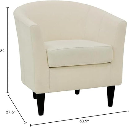 Pemberly Row 17.5" Traditional Polyester Fabric Club Chair in Ivory