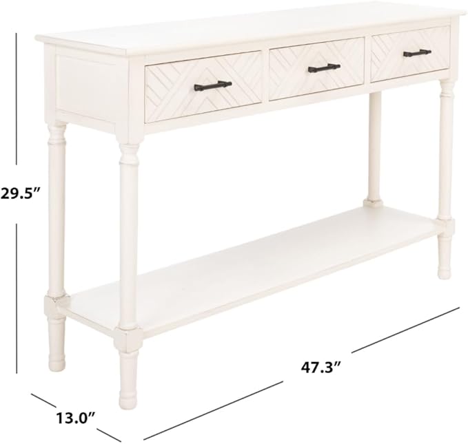 SAFAVIEH Home Collection Peyton Distressed White 3-Drawer Lower Shelf Console Table CNS5705A