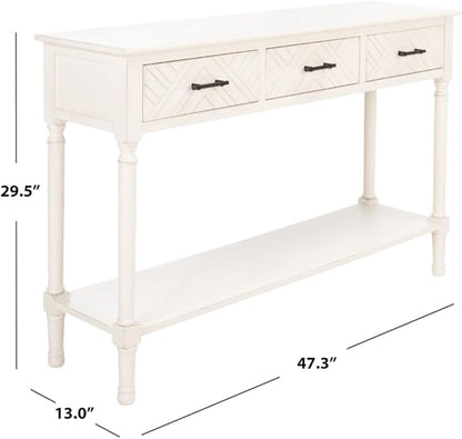 SAFAVIEH Home Collection Peyton Distressed White 3-Drawer Lower Shelf Console Table CNS5705A