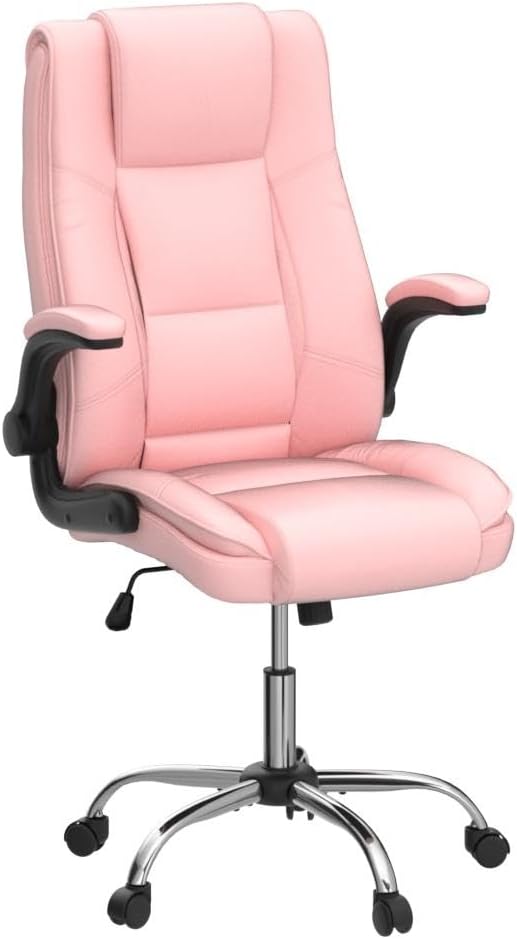 Pink Office Chair, Ergonomic High Back Executive Office Desk Chairs for Women, 90°-120° Rocking Computer Chair with Wheels, Swivel Lumbar Support Home Office Desk Chair