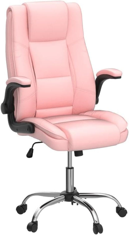 Pink Office Chair, Ergonomic High Back Executive Office Desk Chairs for Women, 90°-120° Rocking Computer Chair with Wheels, Swivel Lumbar Support Home Office Desk Chair