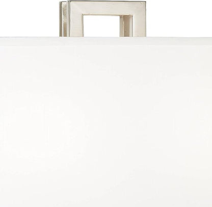 Possini Euro Design Gossard Modern Table Lamp 30" Tall Brushed Nickel Silver Open Metal White Fabric Rectangular Box Shade for Bedroom Living Room House Home Bedside Nightstand Office Family