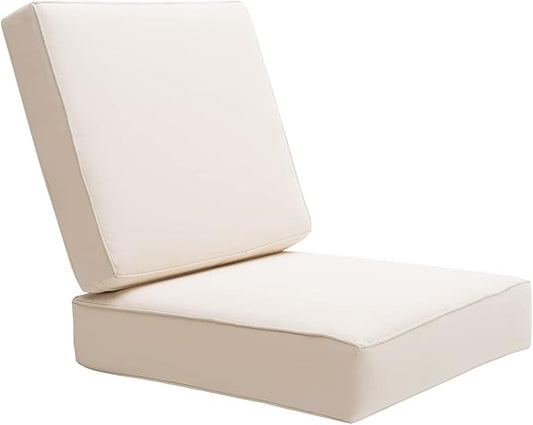 Outdoor Seat Cushions Set for Patio Furniture Deep Seating Patio Cushion Set Weather-Resistant Thick Cushions 25.6" W x 25.6" D x 5” T,Creamy White