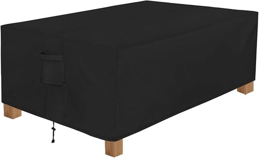 Easy-Going Patio Furniture Cover Waterproof Outdoor Rectangular Table Cover with Seal Tape at Seams (84" L x 44" W x 23" H, Black)