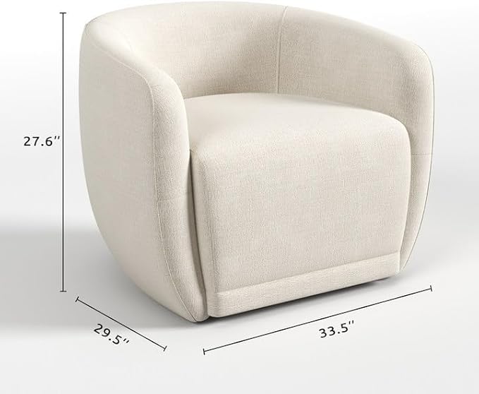 Leyu&Hafort Swivel Accent Chair, Upholstered Reading Armchair, Modern Living Room Chair, Club Living Room Chair for Bedroom, Office, Study, Apartment (Beige)