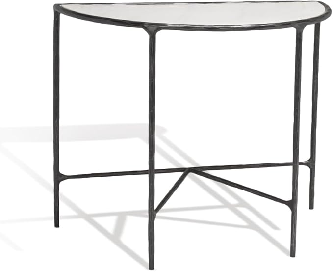 SAFAVIEH Couture Collection Jessa Black/White Forged Metal Half Moon Semi Circle Console Table (Fully Assembled)