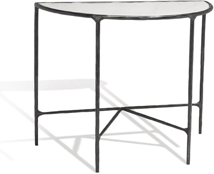 SAFAVIEH Couture Collection Jessa Black/White Forged Metal Half Moon Semi Circle Console Table (Fully Assembled)