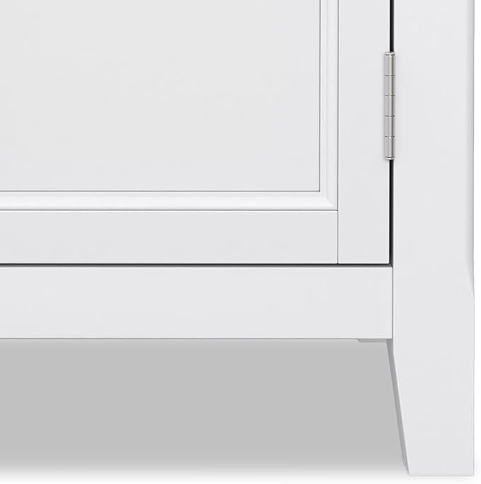 SIMPLIHOME Burlington SOLID WOOD 30 inch Wide Transitional Low Storage Cabinet in White for the Living Room, Entryway and Family Room