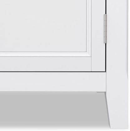 SIMPLIHOME Burlington SOLID WOOD 30 inch Wide Transitional Low Storage Cabinet in White for the Living Room, Entryway and Family Room