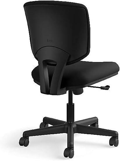 HON Volt Armless Office Chairs with Wheels, Ergonomic Adjustable Center-Tilt Recline, Fabric Back and Seat, Swivel Desk Chair, Black