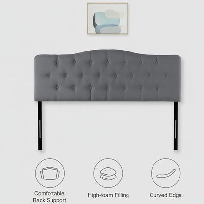Naomi Home Cassandra Queen Tufted Headboard, Upholstered in Durable Linen Fabric – Premium Foam Cushioning, Adjustable Height, Floating Wall or Bed Frame Mount, Compatible with Adjustable Beds