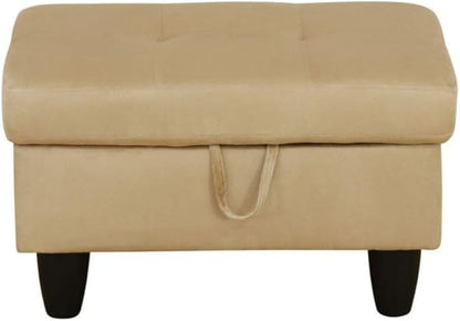 Ottoman Storage Ottoman Bench Flannel Footrest Footstool with Hinged Lid for Living Room, Bedroom, Entryway, Beige, 28.5"X19"X17.5"