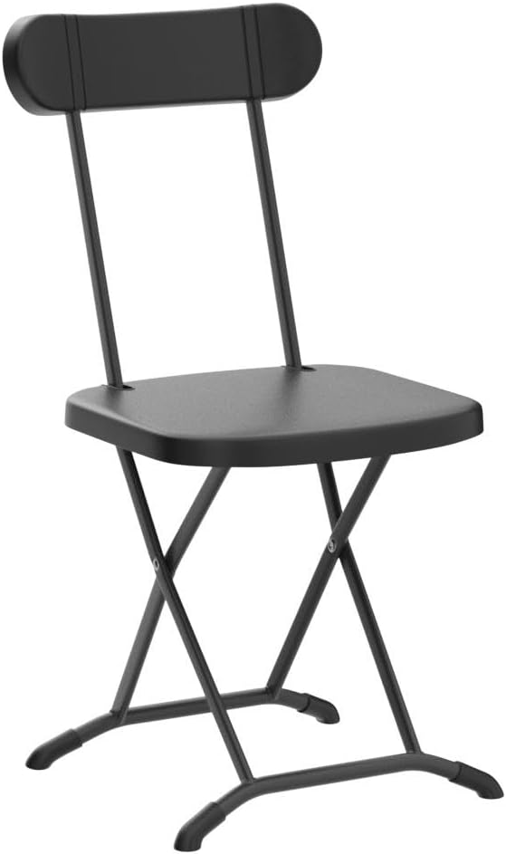 GYMAX Folding Chair, 400lbs Plastic Chairs Set with Steel Frame & Ergonomic Curved Back, Indoor & Outdoor Commercial Event Seat for Meeting, Wedding, Stackable Lightweight Folding Chairs (2, Black)