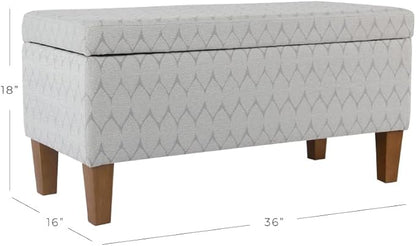 HomePop Textured Large Decorative Storage Bench, Gray and Brown, 36 x 16 x 18 inches