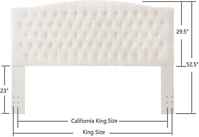 24KF Boucle Upholstered Tufted Button King Headboard and Comfortable Fashional Padded King/California King Size headboard,6025-K-Boucle-Ivory