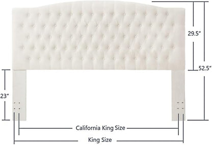 24KF Boucle Upholstered Tufted Button King Headboard and Comfortable Fashional Padded King/California King Size headboard,6025-K-Boucle-Ivory