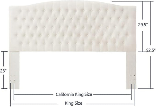 24KF Boucle Upholstered Tufted Button King Headboard and Comfortable Fashional Padded King/California King Size headboard,6025-K-Boucle-Ivory