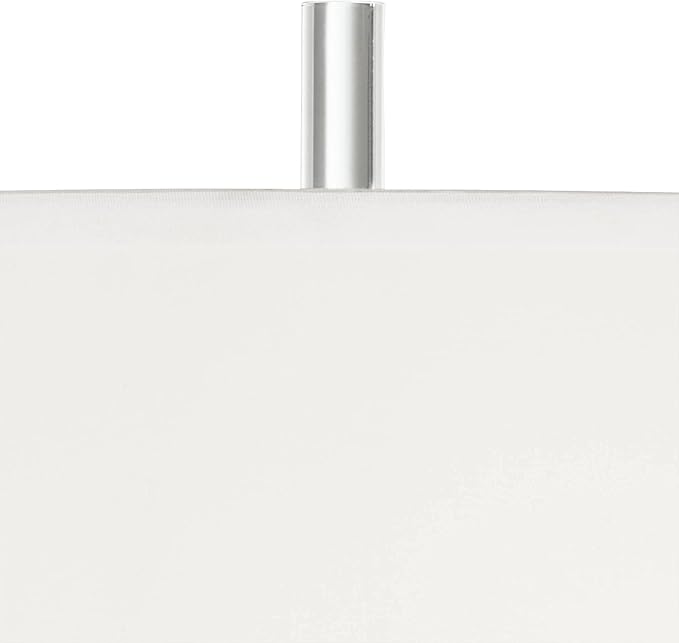 Possini Euro Design Cadence Modern Art Deco Style Column Table Lamp 30" Tall Chrome Silver Linear Clear Glass Rod White Drum Shade Decor for Living Room Bedroom House Bedside Nightstand Home Office