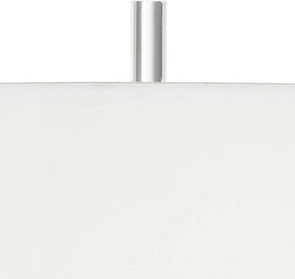Possini Euro Design Cadence Modern Art Deco Style Column Table Lamp 30" Tall Chrome Silver Linear Clear Glass Rod White Drum Shade Decor for Living Room Bedroom House Bedside Nightstand Home Office