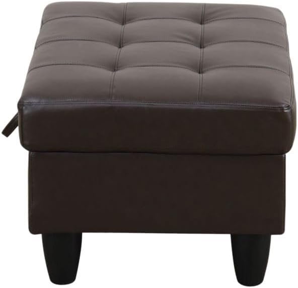 Ottoman Storage Ottoman Bench Faux Leather Footrest Footstool with Hinged Lid for Living Room, Bedroom, Entryway, Brown, 35"X23"X17"