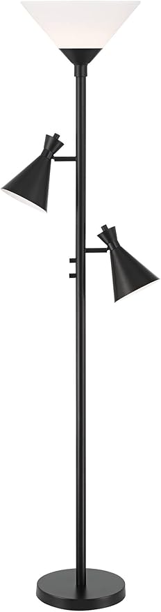 Possini Euro Design Ballard Modern 72" Tall Standing Floor Lamp Skinny Large Tree Torchiere Pole Task with Side Lights Dimmable Black Metal Living Room Bedroom House Reading Office Home Decor