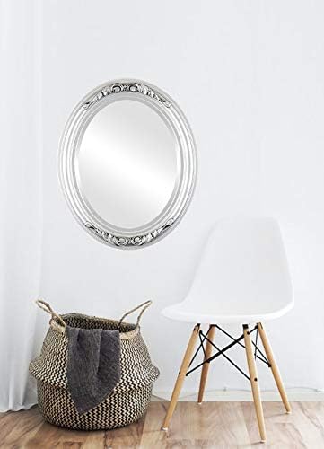OVALCREST Oval Beveled Wall Mirror for Home Decor - Florence Style - Silver Spray - 40" x 28"