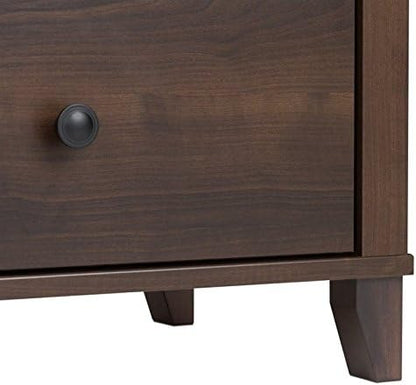 Prepac Yaletown Traditional 2-Drawer Tall Nightstand Side Table, Bedside Table with 2 Drawers and Open Shelf 16" D x 23" W x 28" H, Espresso, EDNH-1202-1