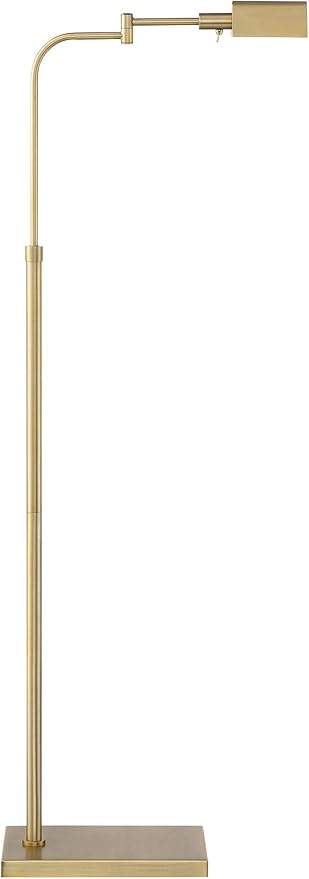 Possini Euro Design Design Keegan Traditional Farmhouse Swing Arm Pharmacy Floor Lamp 54 1/4" Tall Warm Gold Adjustable Metal Shade Decor for Living Room Reading House Bedroom Home Office House