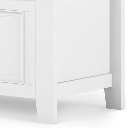 SIMPLIHOME Amherst Entryway Storage Bench - 36 inch Wide Solid Wood Small Hallway Seat in White, Transitional Bench for Entryway or Living Room with Lift-Up Lid and Compact Storage