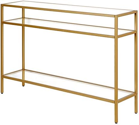 Siviline 42'' Wide Rectangular Console Table in Brass