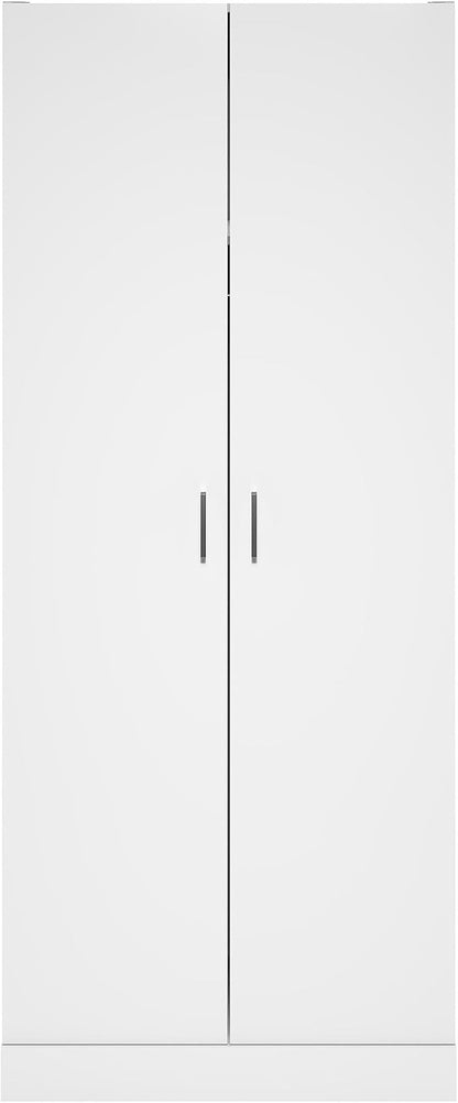 Furinno Robin Wardrobe Cabinet with Hanging Rod, Closet Organizers and Storage, for Wardrobe, Bedroom, Living Room, Entryway, White