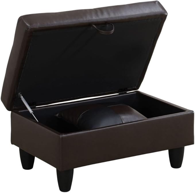 Ottoman Storage Ottoman Bench Faux Leather Footrest Footstool with Hinged Lid for Living Room, Bedroom, Entryway, Brown, 35"X23"X17"
