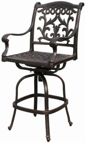 Cast Aluminum Powder Coated 5pc Outdoor Patio Bar Set with 42" Round Bar Table - Antique Bronze L8