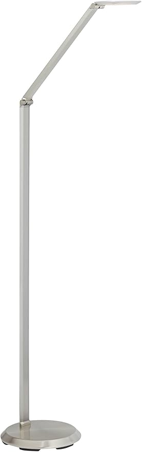 Possini Euro Design Kobie Modern Industrial 50" Tall Standing Floor Lamp Task LED Dimmable Silver Metal Satin Nickel Finish for Living Room Bedroom House Reading Office Home Decor Entryway