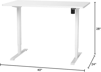 FLEXISPOT EN1 One-Piece Standing Desk 40"x24" White - Home Office Use, Height Adjustable with 4 Memory Presets, Supports Multiple Monitors, White Frame + White Top
