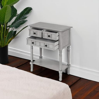 Knocbel Slim Antique Entry Console Table with Drawers & Bottom Open Shelf, Solid Wood Sofa Couch Table for Entryway Hallway Living Room (Gray Wash)