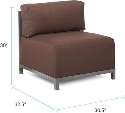 Howard Elliott Axis Chair with Cover for Both Indoor & Outdoor Seating, Cushioned Chair & Seating Titanium Frame Chair for Living Room, Office and Bedroom, 30.5 x 32.5 x 30 Inches, Sterling Chocolate