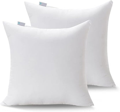 Acanva Indoor Decorative 28x28 Throw Pillow Inserts Pack of 2, Premium Polyester Fiber Fill Square Sham Stuffer Cushion for Sofa, Bed, Couch and Chair, Machine Washable, 2 Count (Pack of 1), White