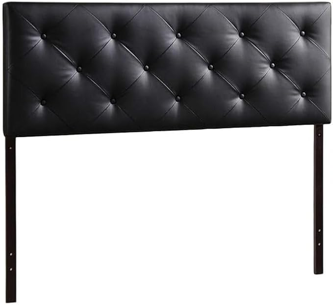 Bohemian Bliss Modern and Faux Leather Upholstered Headboard Black/King