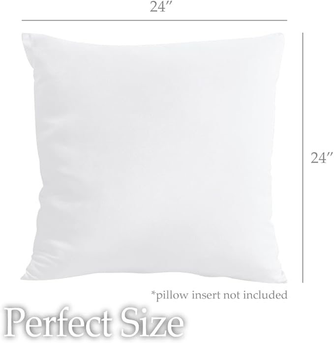 lalaLOOM Velvet Throw Pillow Covers, Set of 2, 24x24 Decorative Square Pillows Home Decor, Soft Accent Cases, Silky Machine Washable Pillowcases for Sofa, Couch, Bedroom, Living Room, White