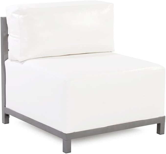 Howard Elliott Axis Modern Patio Chair, Titanium Frame, Atlantis White, Gusseted Back Cushions, Hand-Painted Finish, 30.5 x 32.5 x 30 Inches