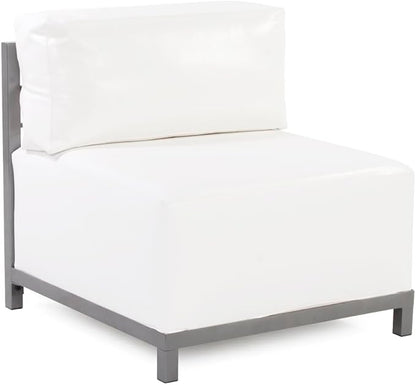Howard Elliott Axis Modern Patio Chair, Titanium Frame, Atlantis White, Gusseted Back Cushions, Hand-Painted Finish, 30.5 x 32.5 x 30 Inches