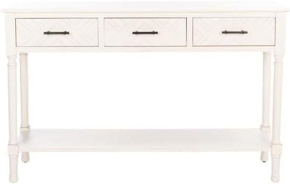 SAFAVIEH Home Collection Peyton Distressed White 3-Drawer Lower Shelf Console Table CNS5705A